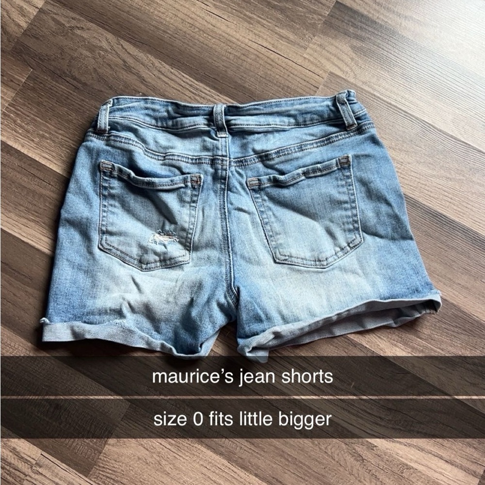 Maurices Blue Jean Shorts with Cuffed Hem and Distressed Look